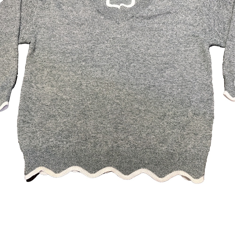 Women's M Wool Sweater Miss‎ Look, Vintage green Heathered, Scallop Finish boho - Picture 6 of 10